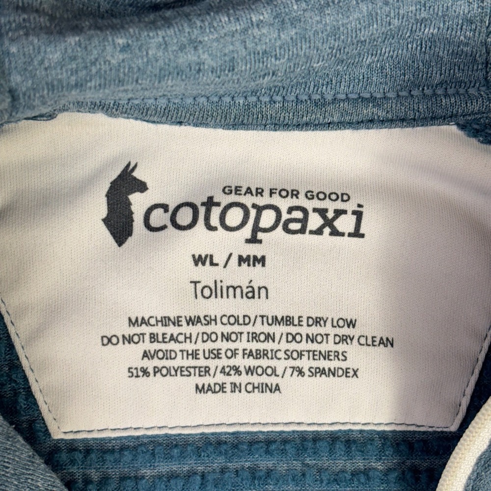 Cotopaxi Toliman Full Zip Hoodie Womens Medium Blue Wool Polartec Grid Fleece - Picture 3 of 10